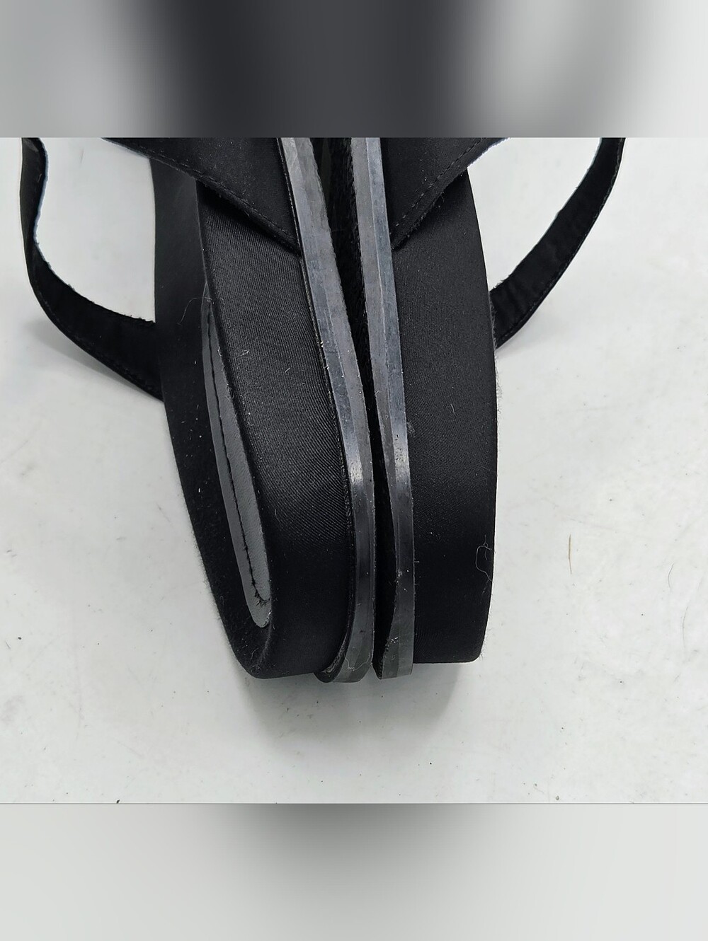 ZARA Black Satin Buckle Slides - Rhinestone Embellished Strappy Sandals Size 10 - Picture 9 of 13